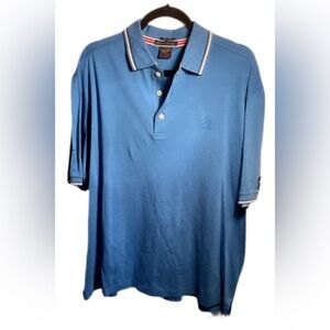 Vintage 3 button stretch Paul & Shark yachting Sky Blue Polo Shirt XXL